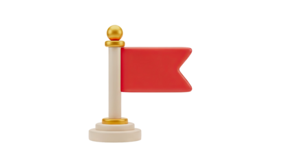 3D Red Flag Icon with Gold Accent transparent background