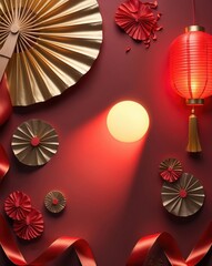 Chinese New Year Luxury Background with Red and Gold Festive
