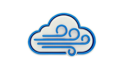 3D Windy Cloud Icon on transparent background