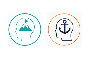 Mindset Concepts With Mountain And Anchor Icons, Growth Resilience
