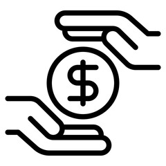 Hand Holding Dollar Coin Icon