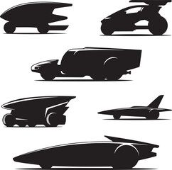 Futuristicconceptvehiclesandtransportationdesignsisolated