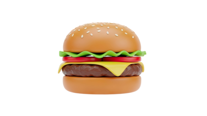 3D Stylized 3D hamburger icon on transparent background
