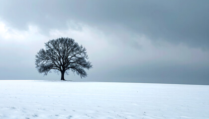 雪原に一本の木