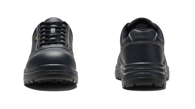 Black Low Cut Safety Work Shoes Mockup Front and Back View 3D Illustration