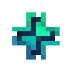Fototapeta premium Pixelated cross icon healthcare symbol representing medical aid