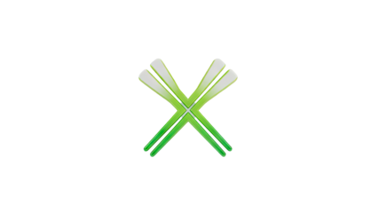 Abstract Green X Shape Symbol on transparent background