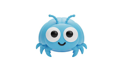 Obraz premium Cute Blue Bug 3D Icon with Big Eyes transparent background