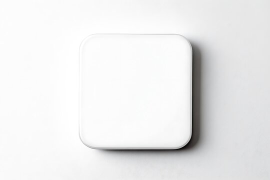 Clean white ceramic coaster in square shape presented against a white backdrop