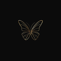 Elegant golden butterfly illustration against a solid black background design