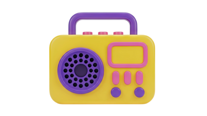 Retro Boombox with Colorful Accents on transparent background