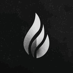 Abstract flame symbol against dark textured background for design projects