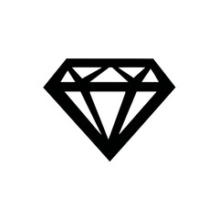 Black diamond icon isolated on white background for design elements