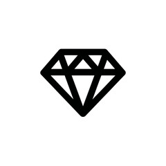 Black diamond icon isolated on white background for design elements