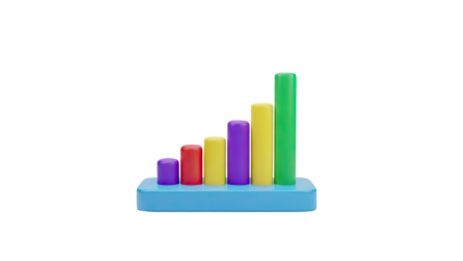 3D Colorful 3D Bar Chart Icon transparent background