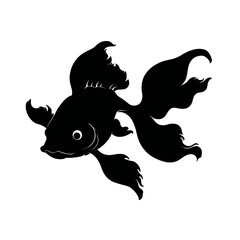 Black silhouette of a goldfish on white background vector illustration