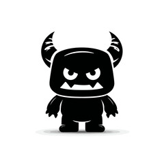 Black cartoon monster illustration on white background design element