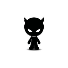Stylized cartoon devil character silhouette on white background