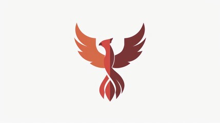 Obraz premium Stylized phoenix illustration soaring against a white background