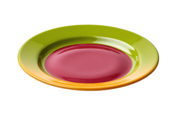 Brightly Colored Plate with Pink Liquid Against Black Background dish food, Isolated On White Background, Png Transparent