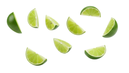 Lime wedges isolated on transparent background