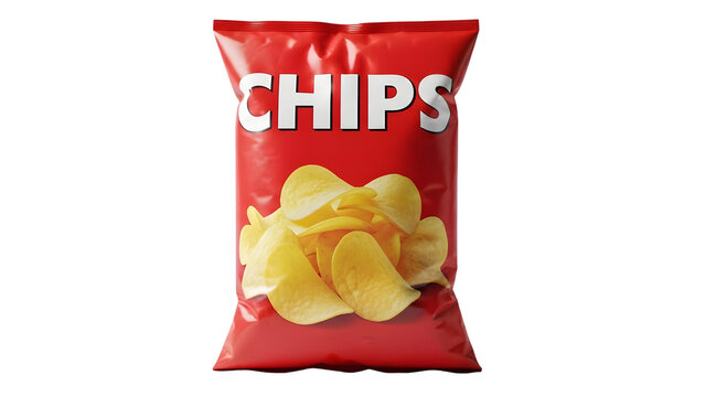 A red bag of chips isolated on transparent background
