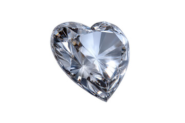Heart shaped diamond gemstone sparkling clear facets on black background image, Isolated On White Background, Png Transparent