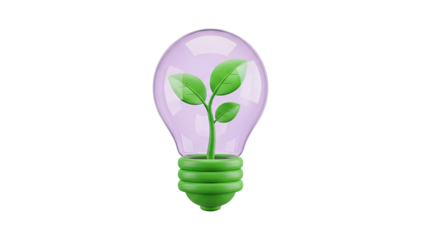 Green plant growing inside a light bulb