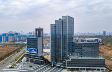 Obraz premium Guanggu Innovation Complex Aerial View, Modern Buildings and Development Center