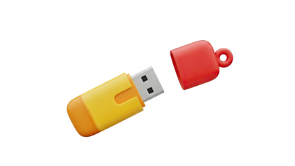 Yellow and Orange USB Drive with Red Cap