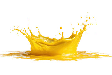 Yellow liquid splash crown shape with droplets on black background image, Isolated On White Background, Png Transparent