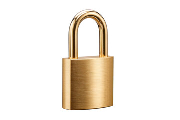 Golden brass padlock with brushed texture on black background security, Isolated On White Background, Png Transparent