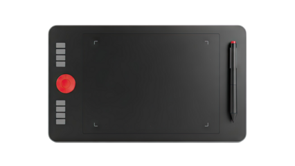 Graphics Drawing Tablet and Stylus Pen on transparent background