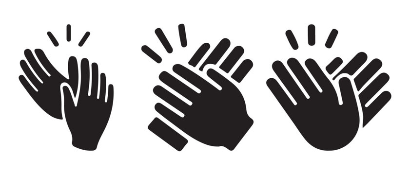 Clapping Hands Icons Showing Applause and Appreciation on White Background.