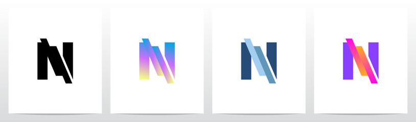 Stripes Diagonal Cut Letter in Half Initial Logo Design N