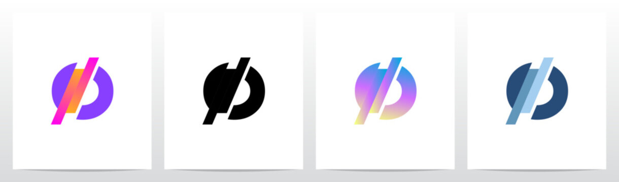 Stripes Diagonal Cut Letter in Half Initial Logo Design O