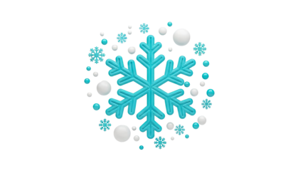 Snowflake and snow globe collection on transparent background