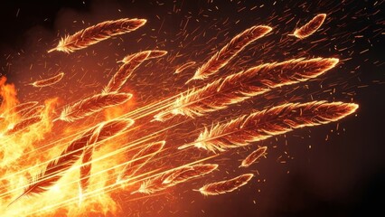 Vibrant fiery sparks and embers dancing in the dark.