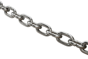Metallic chain links with reflective surface on black background silver, Isolated On White Background, Png Transparent