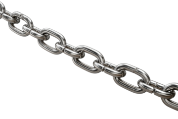 Metallic chain links with reflective surface on black background silver, Isolated On White Background, Png Transparent