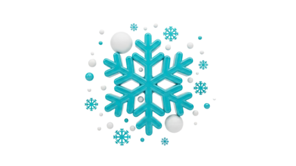 Blue Snowflake and Snowballs on transparent background