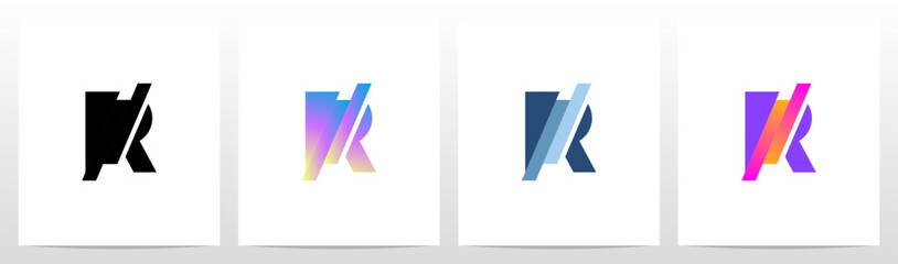 Stripes Diagonal Cut Letter in Half Initial Logo Design R