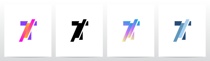 Stripes Diagonal Cut Letter in Half Initial Logo Design T