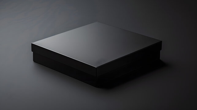 Sleek black box on dark background for product showcase or presentation