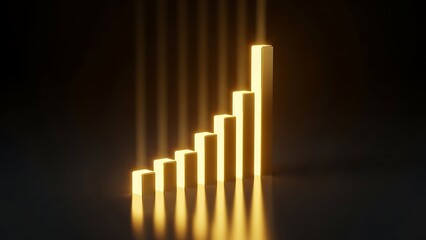 Golden bar graph representing rising success and positive financial trends