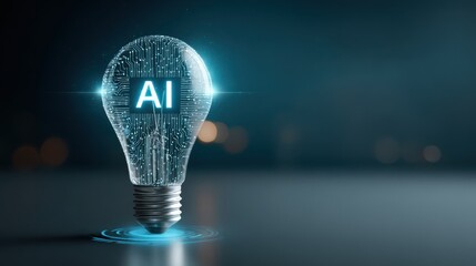 Illuminated ai lightbulb