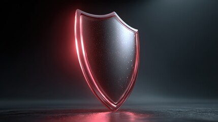 Red shield on dark background