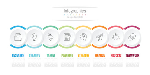 Infographic 8 options design elements for your business data. Vector Illustration.