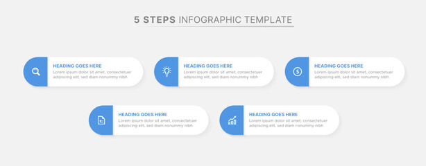 Modern Blue 5 Steps Business Process Infographic Template