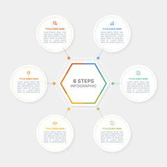 6 Step Hexagonal Cycle Business Infographic Template